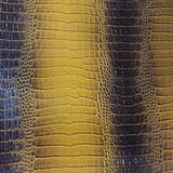 Black Yellow Two Tone Alligator Vinyl Fabric / 40 Yards Roll