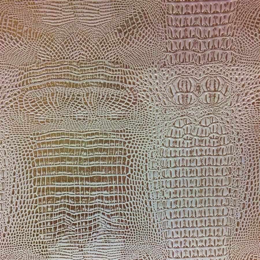 White Gold Two Tone Alligator Vinyl Fabric
