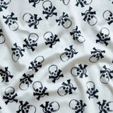 White Skull Velboa Faux Fake Fur Short Pile Fabric
