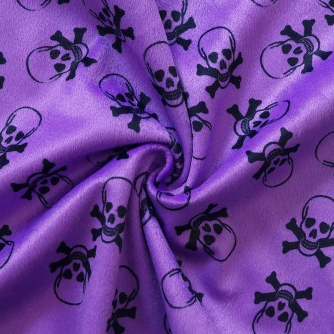 Purple Skull Velboa Faux Fake Fur Short Pile Fabric