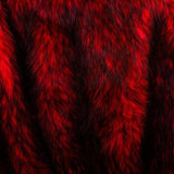 Red Black Faux Fake Fur Husky Long Pile