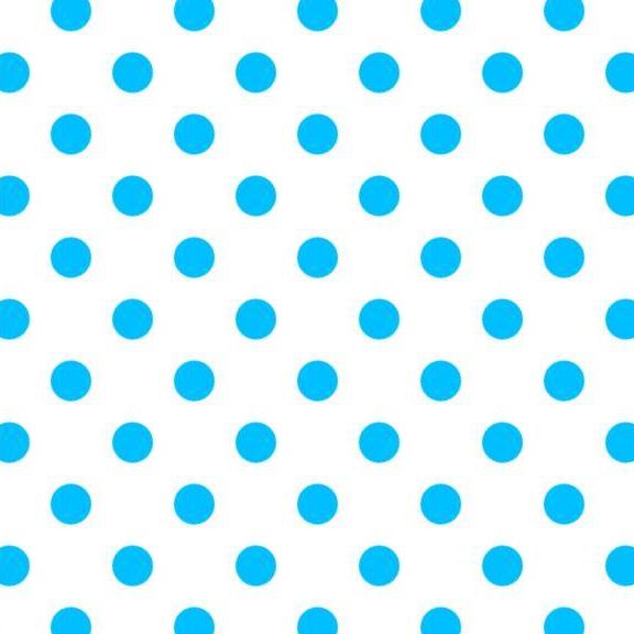 1" One Inch Blue Dots on White Poly Cotton Fabric