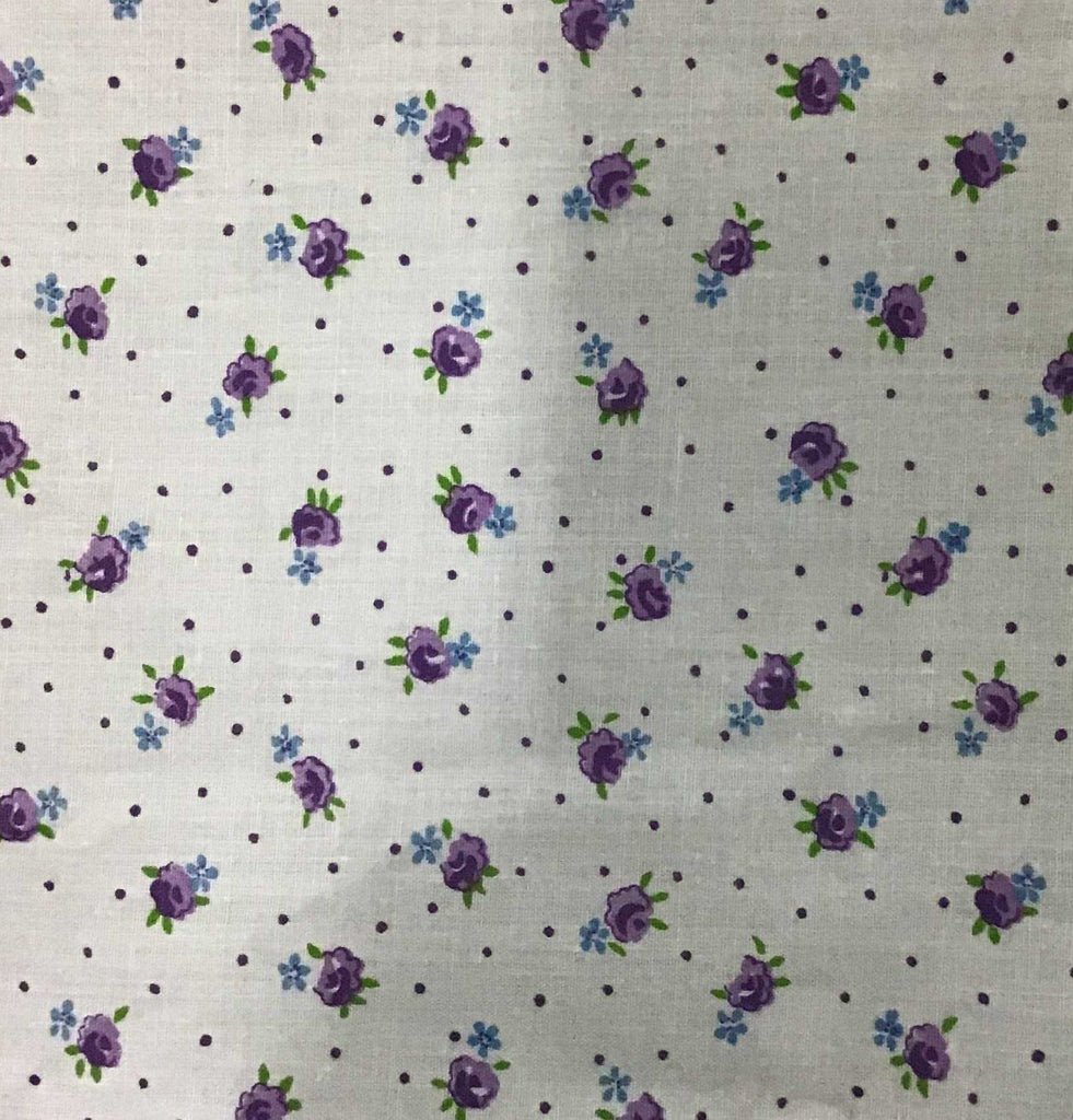 Florals and Dots Purple Poly Cotton Fabric