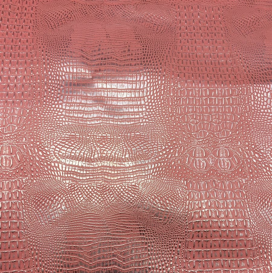 Pink Silver Two Tone Alligator Vinyl Fabric