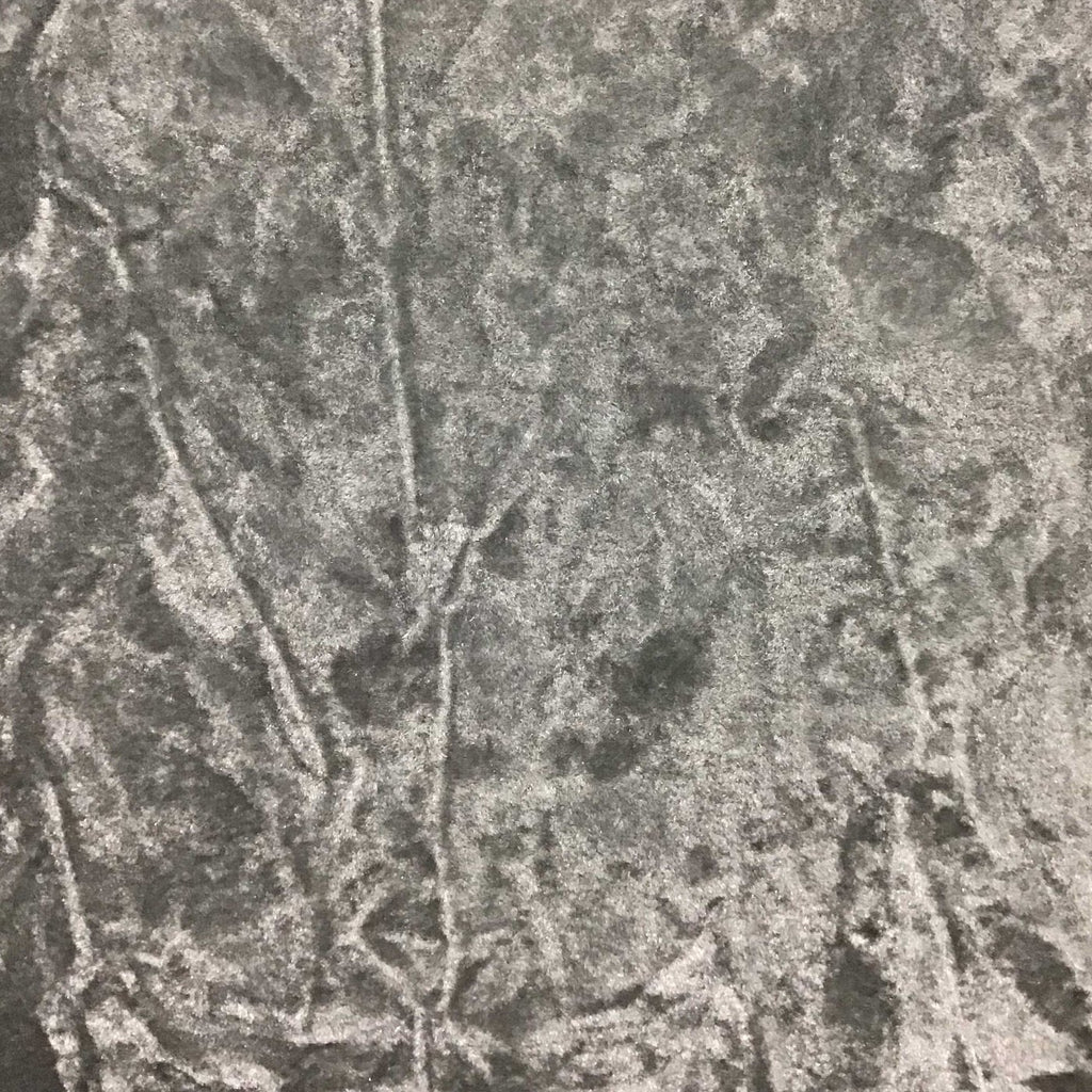 Silver Flocking Crushed Velvet Fabric