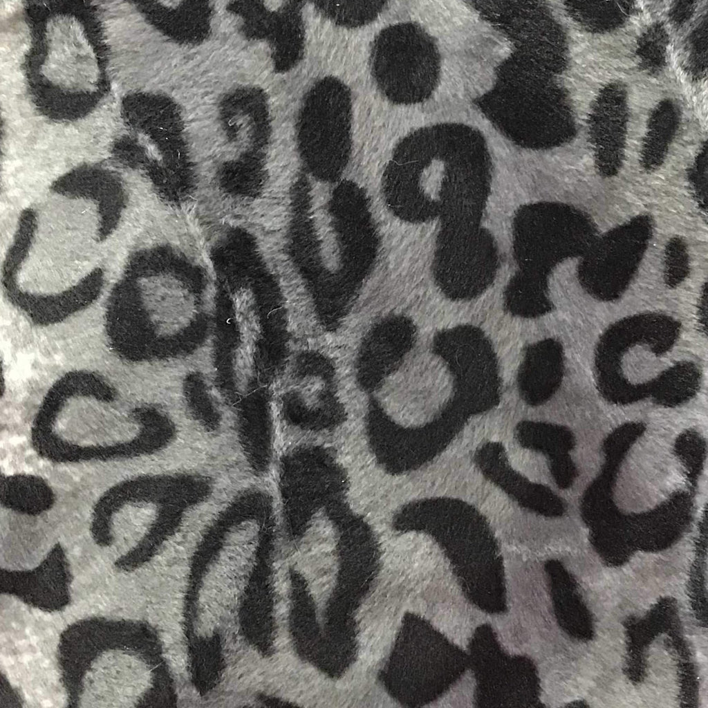Leopard Gray Velboa Fur Leopard Animal Short Pile Fabric