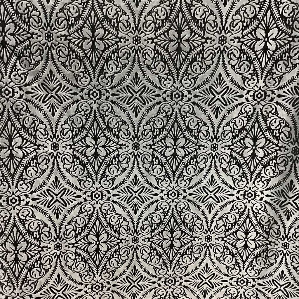 Black Motif Stretch Burnout Velvet Fabric