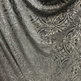 Silver Gray Motif Stretch Burnout Velvet Fabric