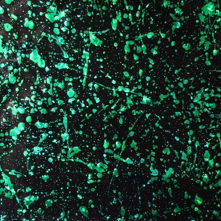 Black Green Mystique Splats Stretch Spandex