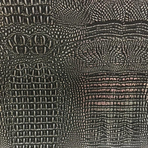 Black Silver Two Tone Alligator Vinyl Fabric / 40 Yards Roll