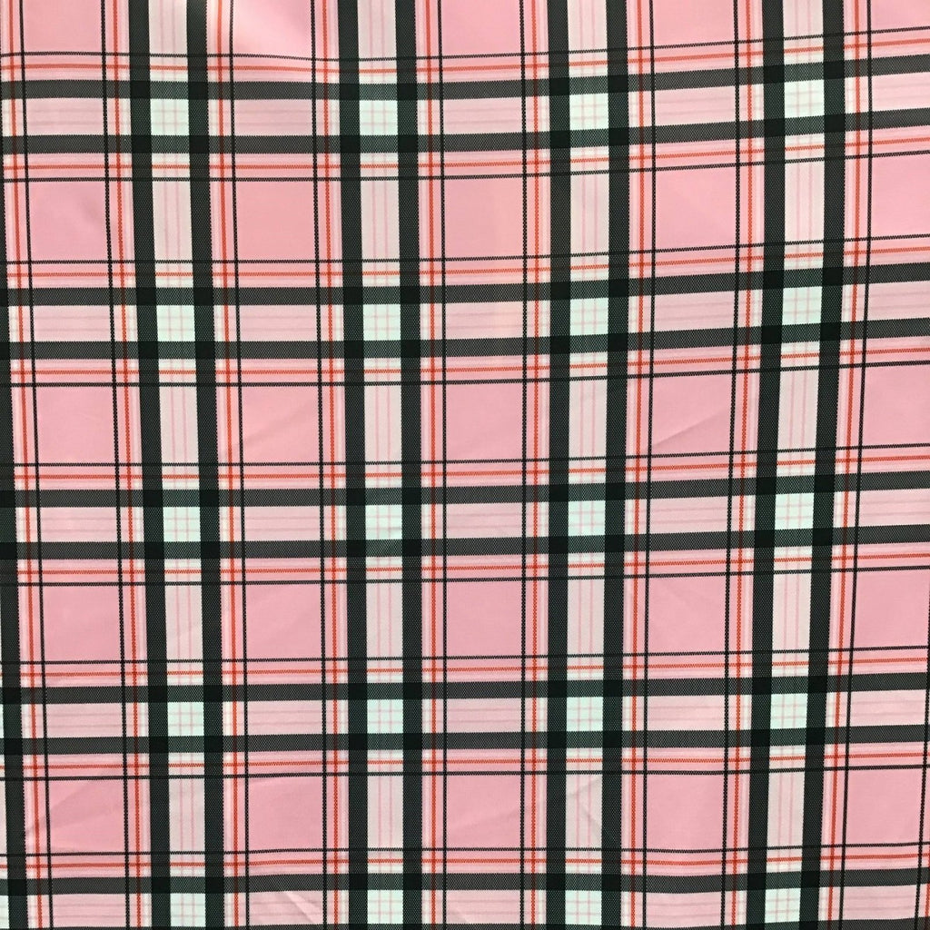 Pink Black Plaid Spandex Fabric