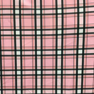 Pink Black Plaid Spandex Fabric