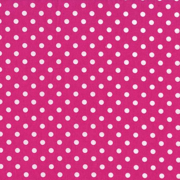 1/4" inches White on Fuchsia Dots Poly Cotton Fabric