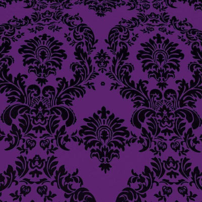 Purple Taffeta Flocking Damask Fabric
