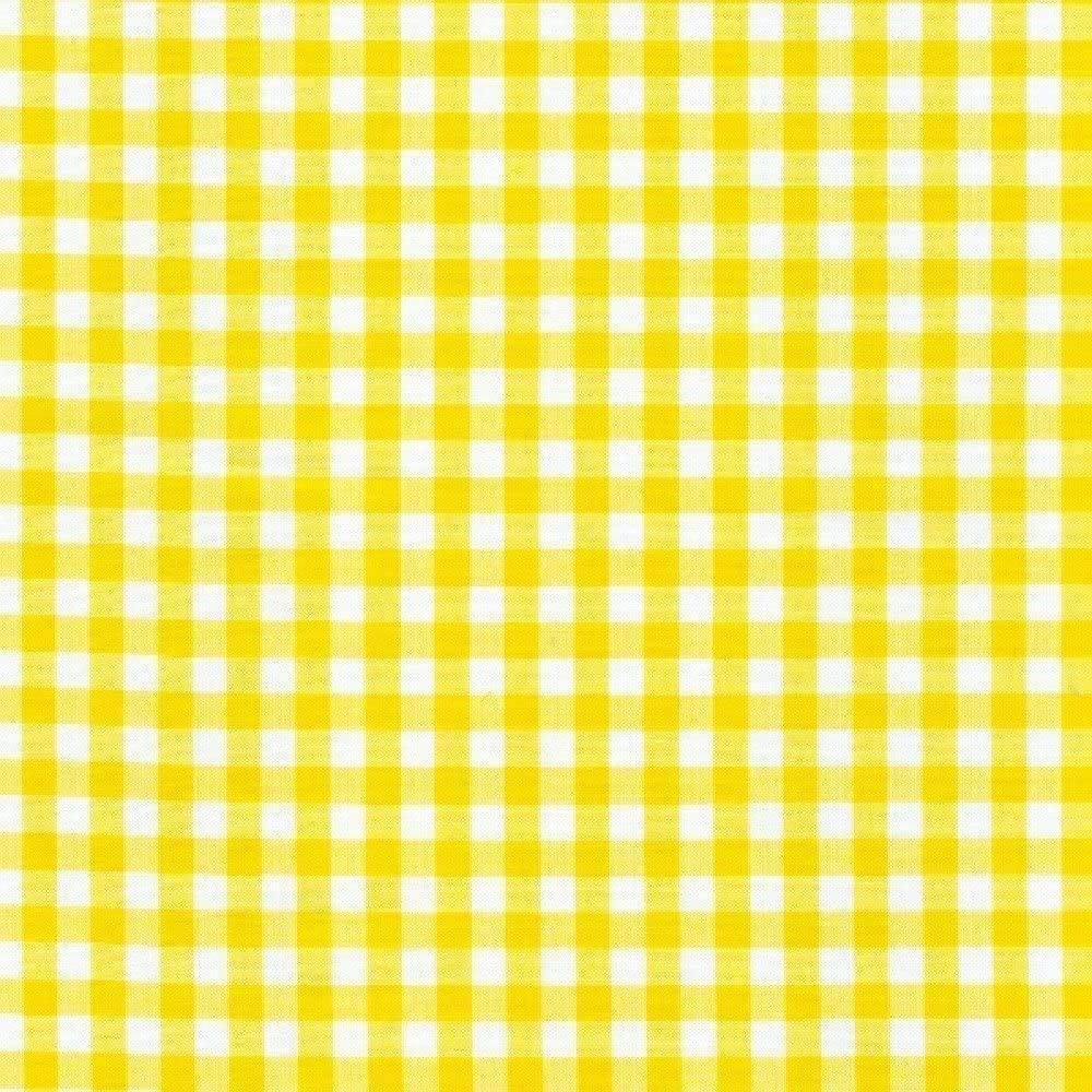 1/4" Inch Yellow Checkered Gingham Poly Cotton Fabric