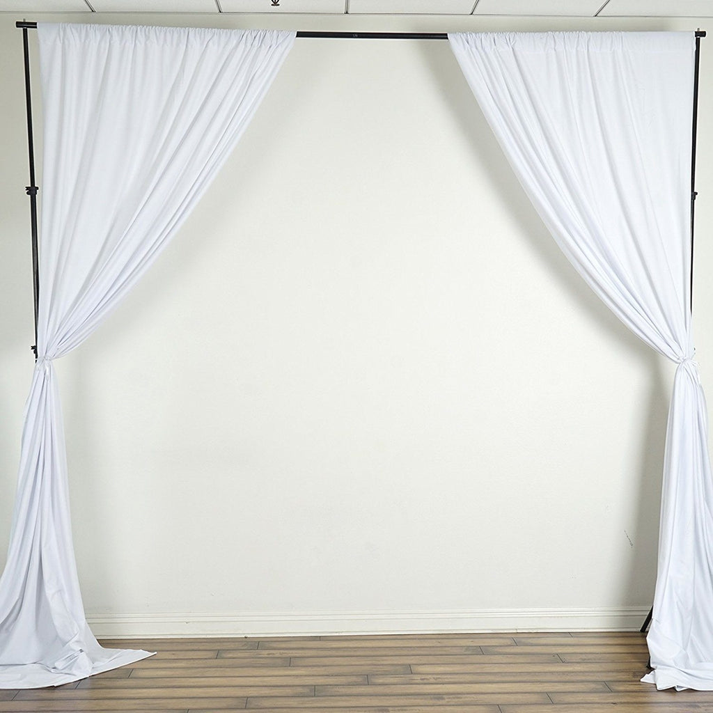 10 Ft x 10 Ft White Polyester Backdrop Drapes Curtains 2 Panels 5x10