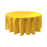 Yellow Satin Round Tablecloth 120"