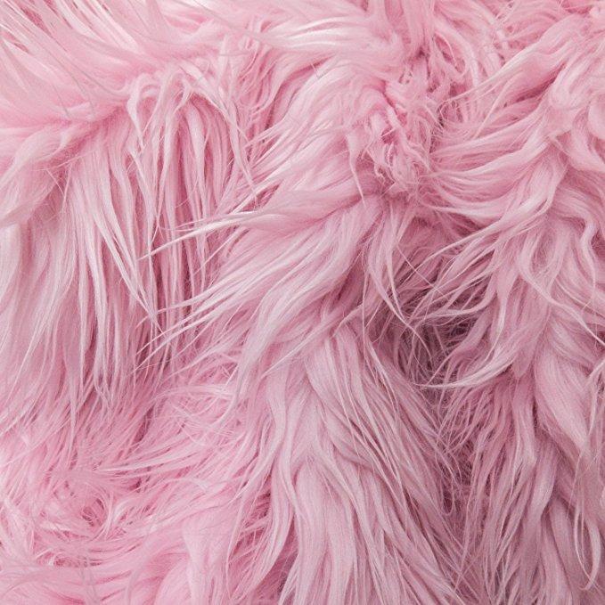 Faux Fur Fabric Long Pile 3 TONE RAINBOW HOT PINK WHITE PINK/ 60 Wide /  Sold by the yard