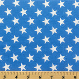 White Stars on Blue Poly Cotton Fabric