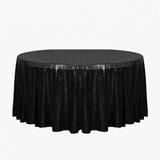 120" Black Glitz Sequin Round Tablecloth
