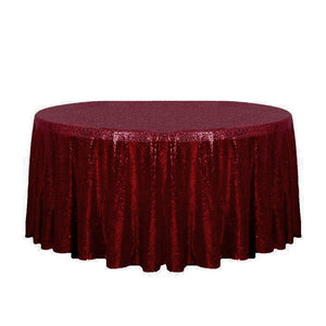 132" Burgundy Glitz Sequin Round Tablecloth