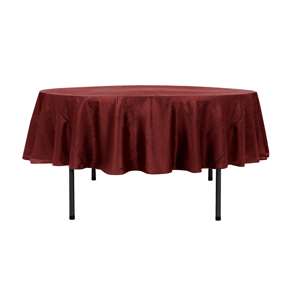 90" Cranberry Crinkle Crushed Taffeta Round Tablecloth