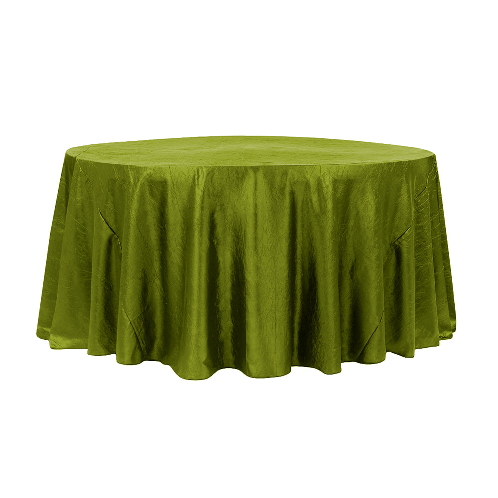 120" Lime Crinkle Crushed Taffeta Round Tablecloth