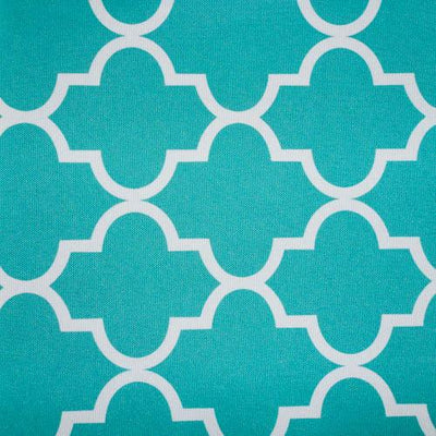 Aqua White Moroccan Canvas Waterproof Outdoor Fabric