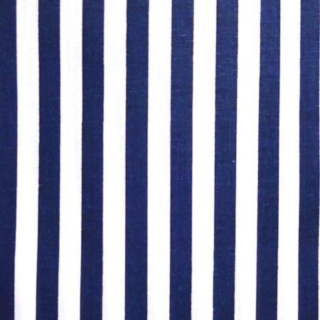 Half Inch White and Navy Stripes Poly Cotton Fabric