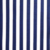 Half Inch White and Navy Stripes Poly Cotton Fabric