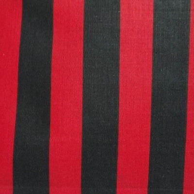 One Inch Red and Black Stripes Poly Cotton Fabric