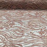 Pink Beaded Zebra Pattern Embroidery Lace Fabric