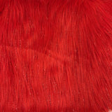 Red Tinsel Sparkle Glitter Shaggy Faux Fur Long Pile Fabric