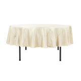 90" Ivory Crinkle Crushed Taffeta Round Tablecloth