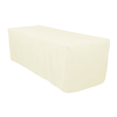 6 Ft Ivory Fitted Polyester Rectangular Tablecloth