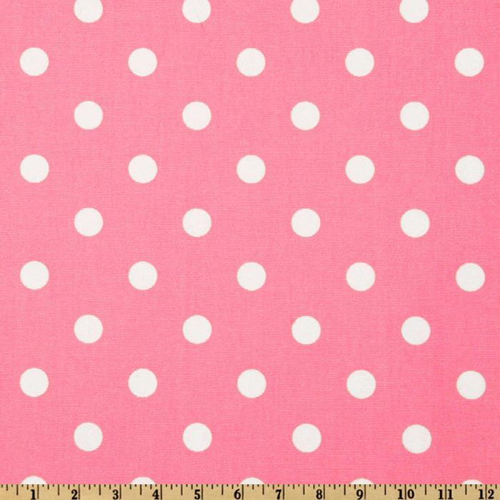 1/4" inches White on Pink Dots Poly Cotton Fabric