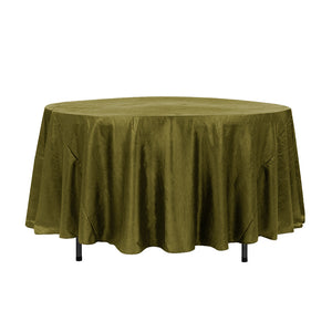 108" Olive Crinkle Crushed Taffeta Round Tablecloth