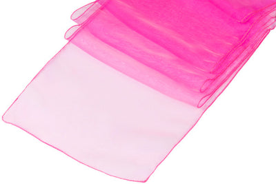 (12 / Pack ) 14 in. x 100 in. Fuchsia Organza Table Runner