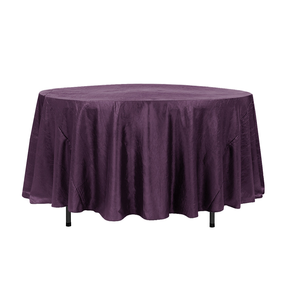 108" Plum Crinkle Crushed Taffeta Round Tablecloth