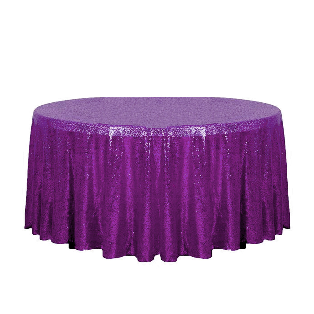 120" Purple Glitz Sequin Round Tablecloth