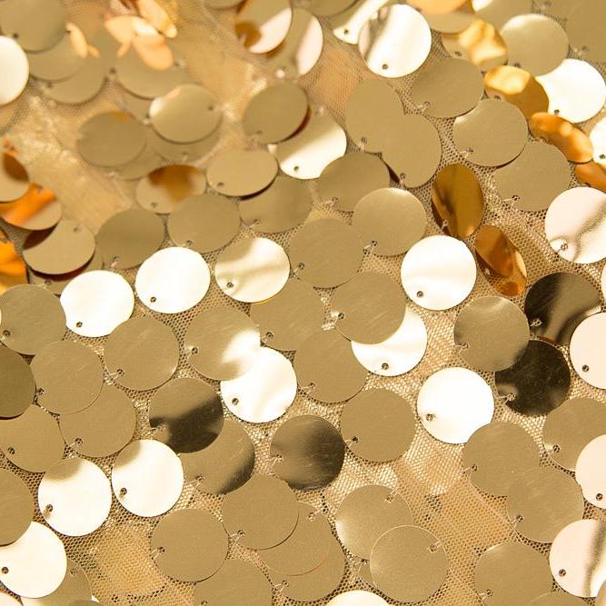Gold Big Dot Large Paillette Sequin on Mesh Fabric