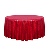 132" Red Glitz Sequin Round Tablecloth