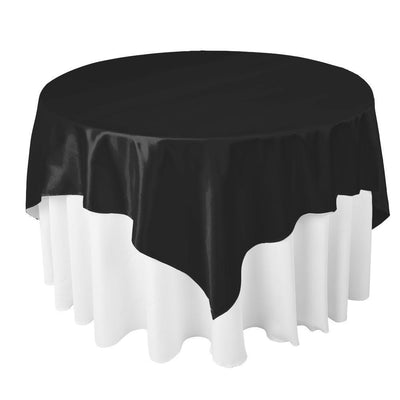 Black Bridal Satin Overlay Tablecloth 85