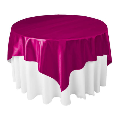 Fuchsia Bridal Satin Overlay Tablecloth 85
