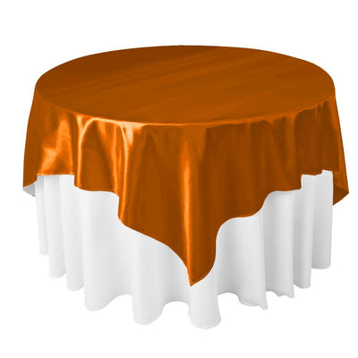 Orange Satin Overlay Tablecloth 60