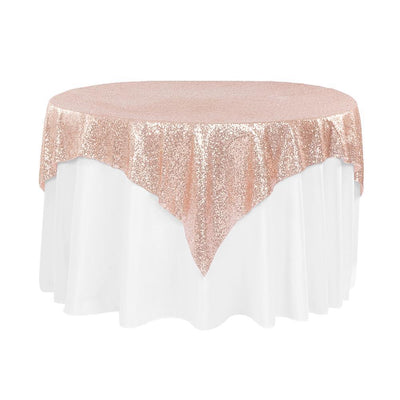 Blush Sequins Overlay Square Tablecloth 85