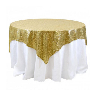 Gold Sequins Overlay Square Tablecloth 72