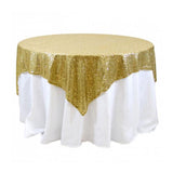 Gold Sequins Overlay Square Tablecloth 85" x 85"