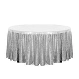 132" Silver Glitz Sequin Round Tablecloth