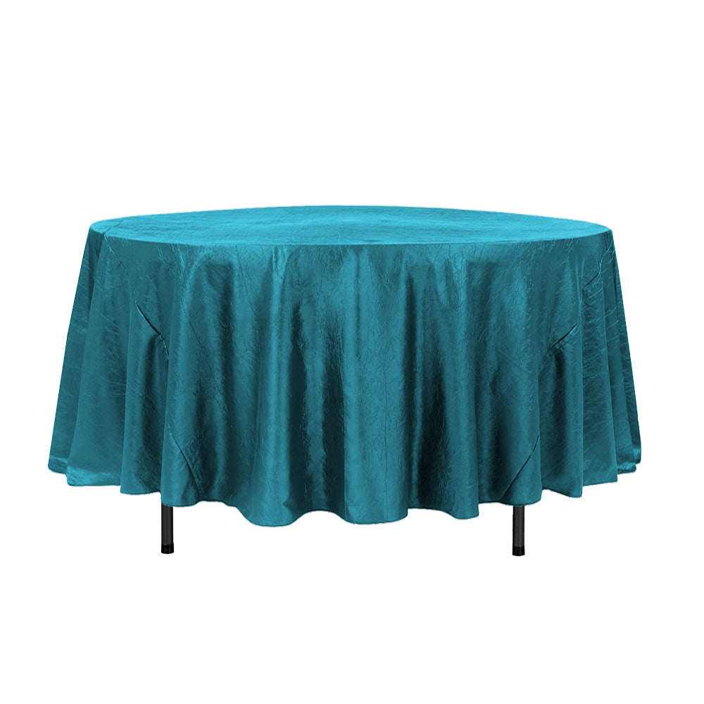 108" Teal Crinkle Crushed Taffeta Round Tablecloth